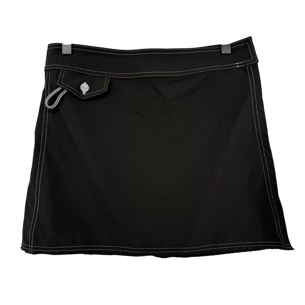 Birdwell Beach Britches Wrap Skirt Cover Up Black Women M Pockets Beach Pool